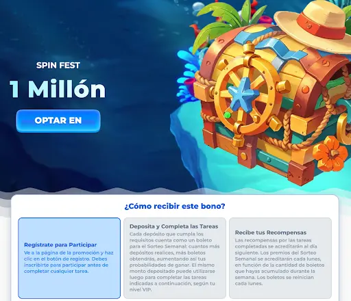 Skrzynia skarbów z kapeluszem na podmorskiej skale promująca Spin Fest z nagrodą 1 milion