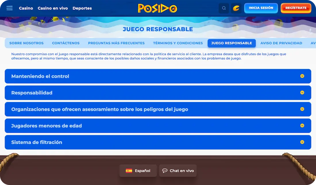 posido casino juego responsable