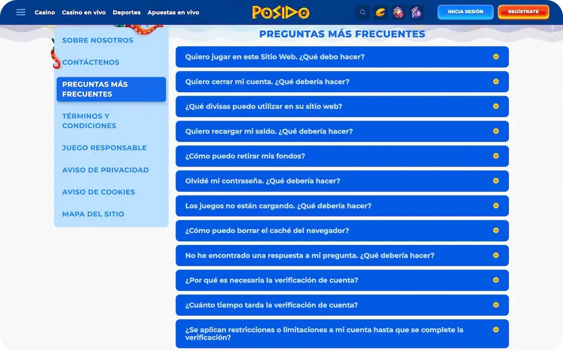 ayuda del casino posido